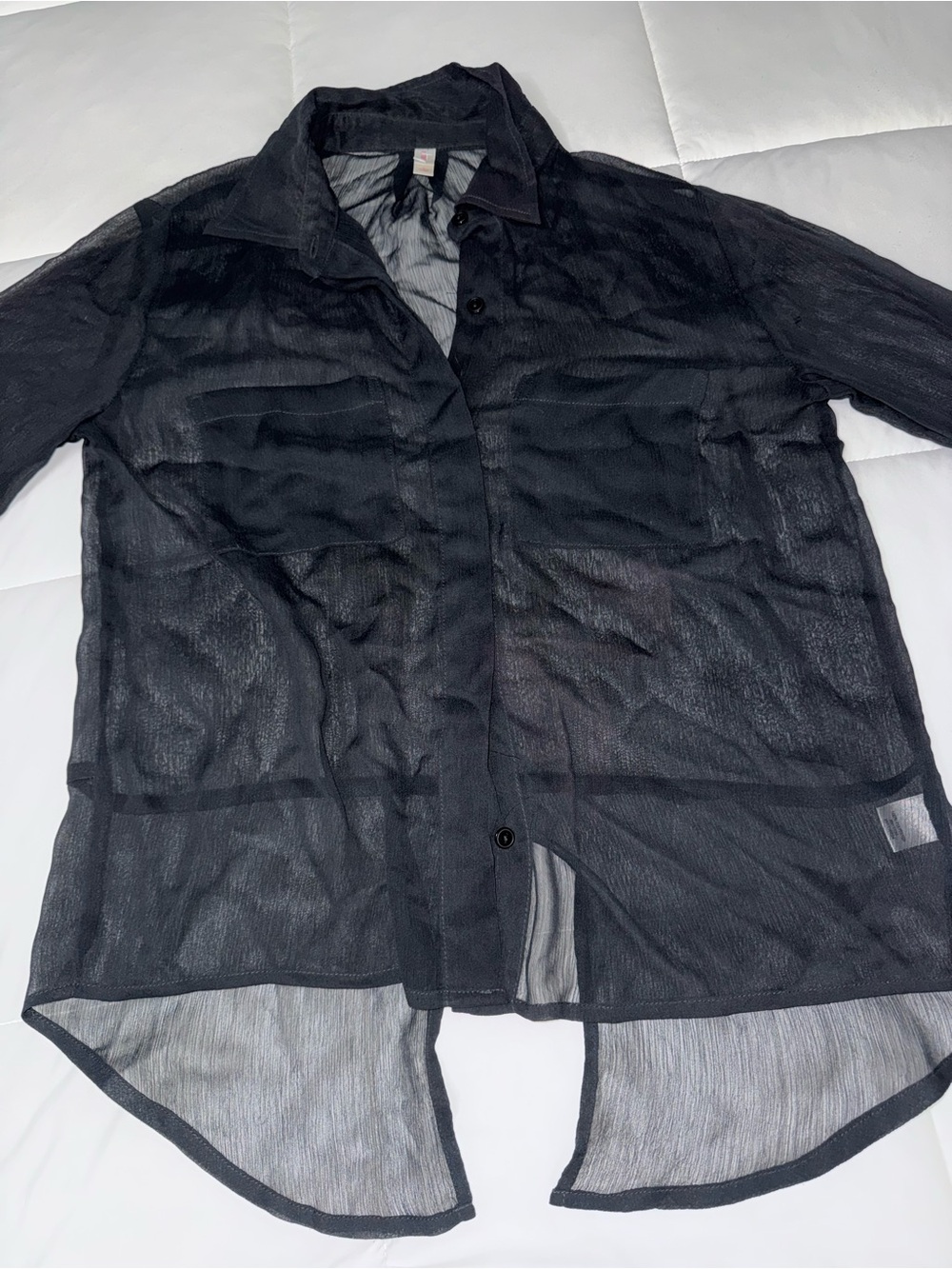 Xhilaration Black Sheer Button-Front Shirt Jacket